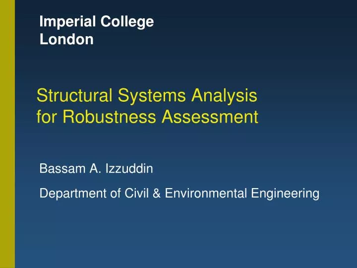 structural systems analysis for robustness assessment