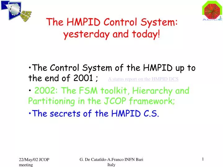 the hmpid control system yesterday and today