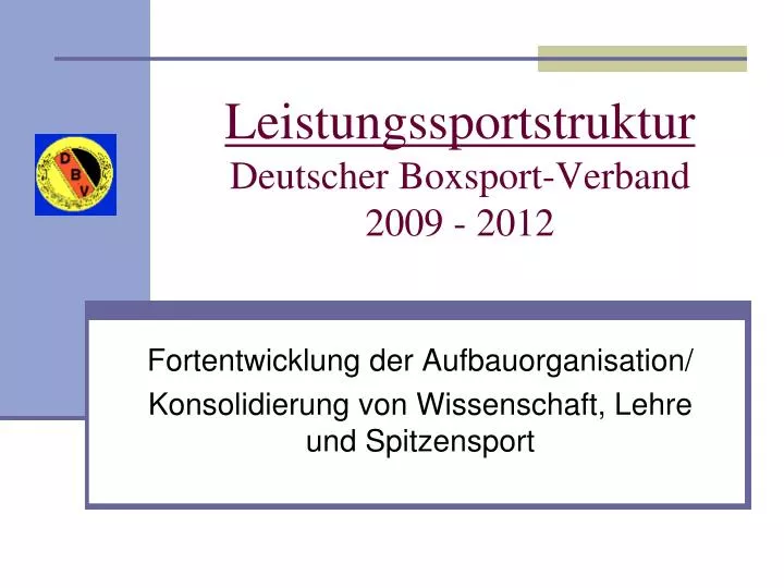 leistungssportstruktur deutscher boxsport verband 2009 2012
