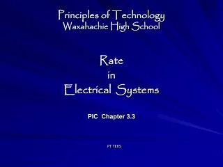 Principles of Technology Waxahachie High School