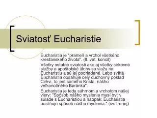 sviatos eucharistie