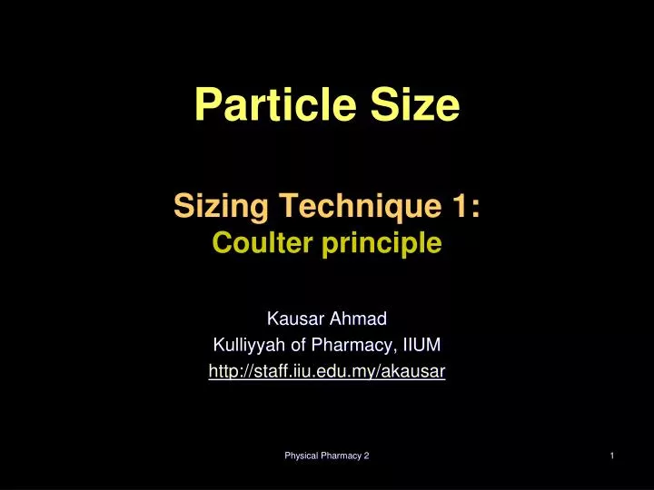 particle size sizing technique 1 coulter principle