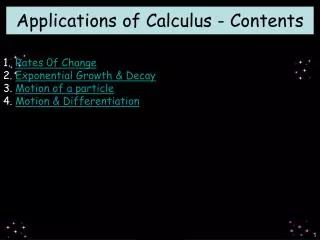 Applications of Calculus - Contents