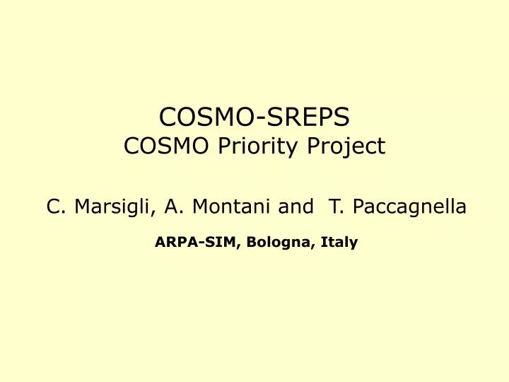 cosmo sreps cosmo priority project