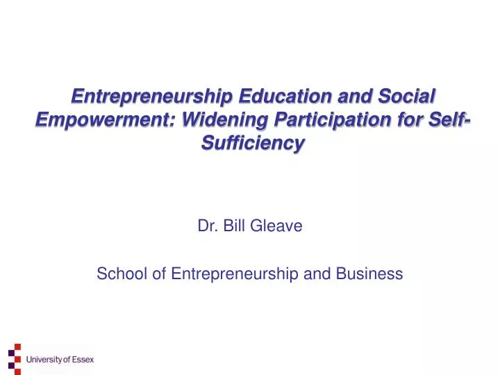 entrepreneurship education and social empowerment widening participation for self sufficiency