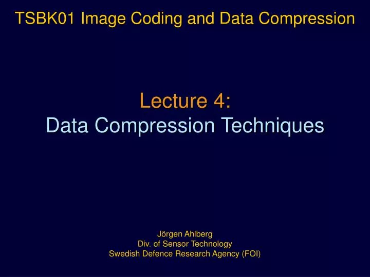 tsbk01 image coding and data compression
