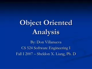 Object Oriented Analysis