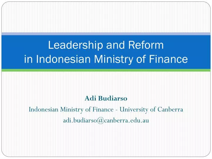 leadership and reform in indonesian ministry of finance