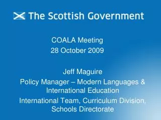 COALA Meeting 28 October 2009