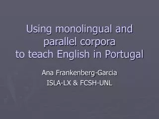 Using monolingual and parallel corpora to teach English in Portugal