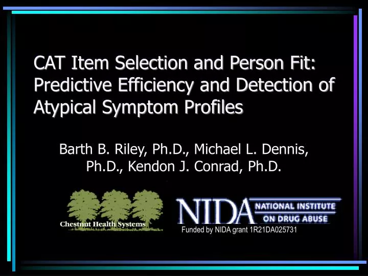 cat item selection and person fit predictive efficiency and detection of atypical symptom profiles