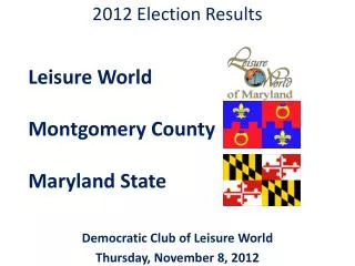 Leisure World Montgomery County Maryland State