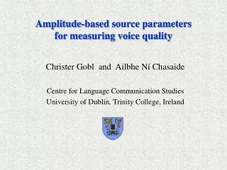 Amplitude-based source parameters for measuring voice quality