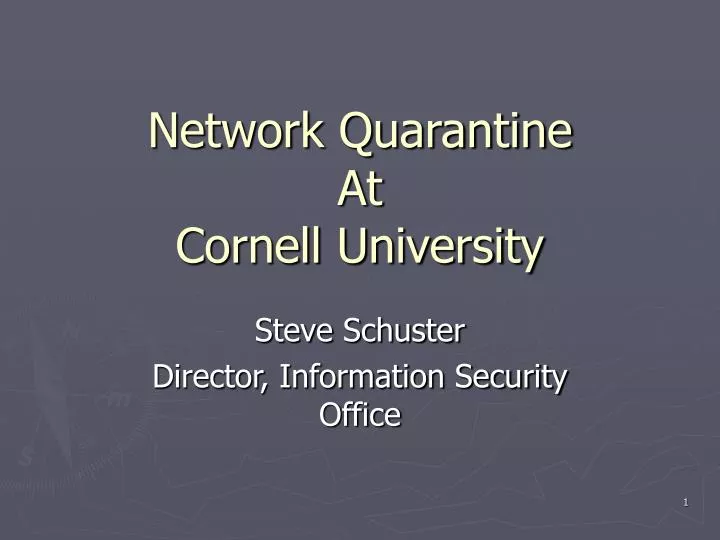 network quarantine at cornell university