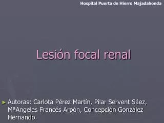 lesi n focal renal