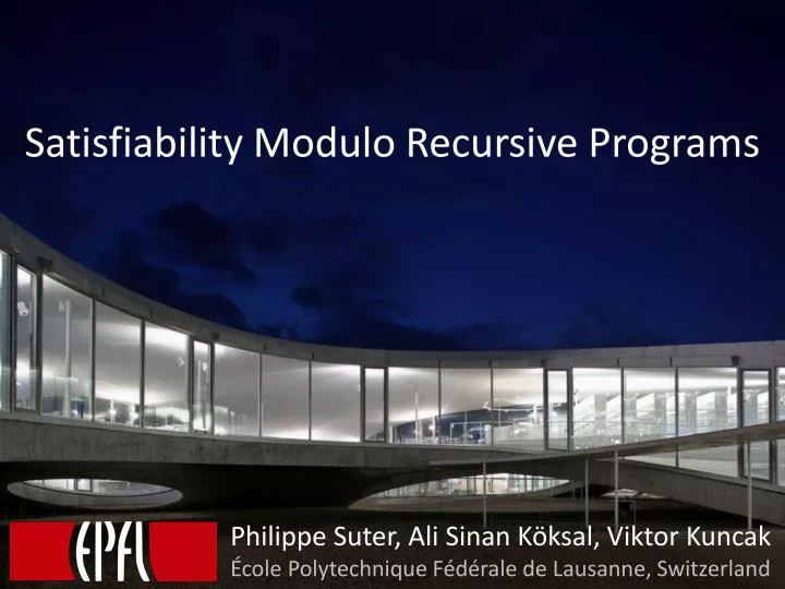 satisfiability modulo recursive programs