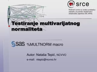 testiranje multivari j at nog normalit eta