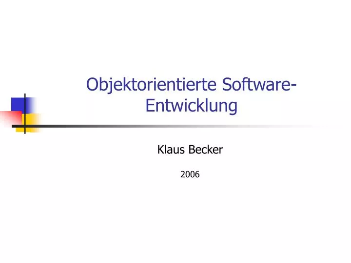 objektorientierte software entwicklung