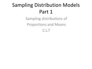 Sampling Distribution Models Part 1