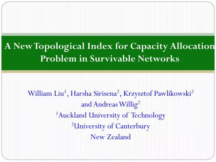 a new topological index for capacity allocation problem in survivable networks