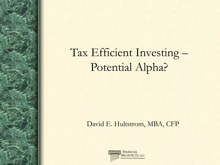 tax efficient investing potential alpha