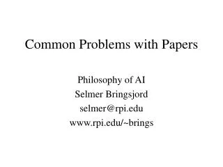 Common Problems with Papers