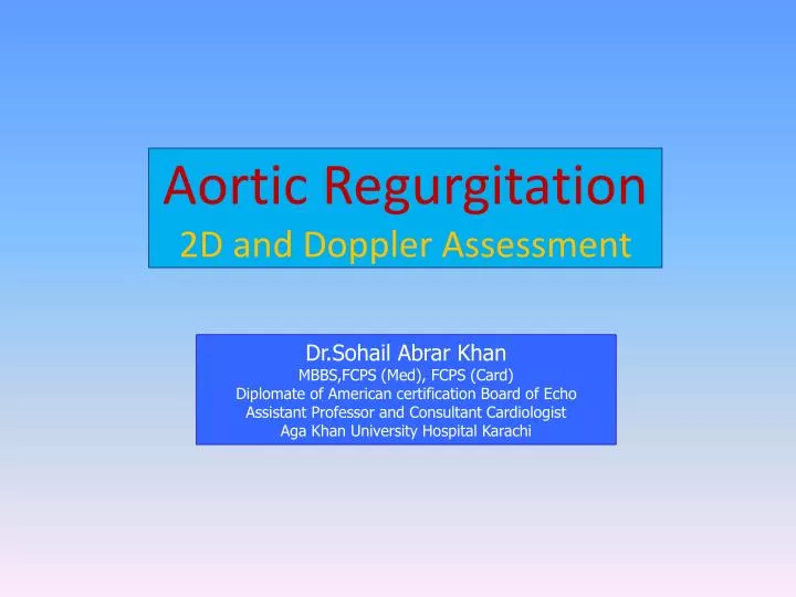 aortic regurgitation 2d and doppler assessment