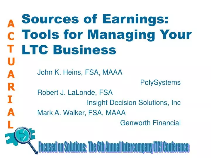 sources of earnings tools for managing your ltc business