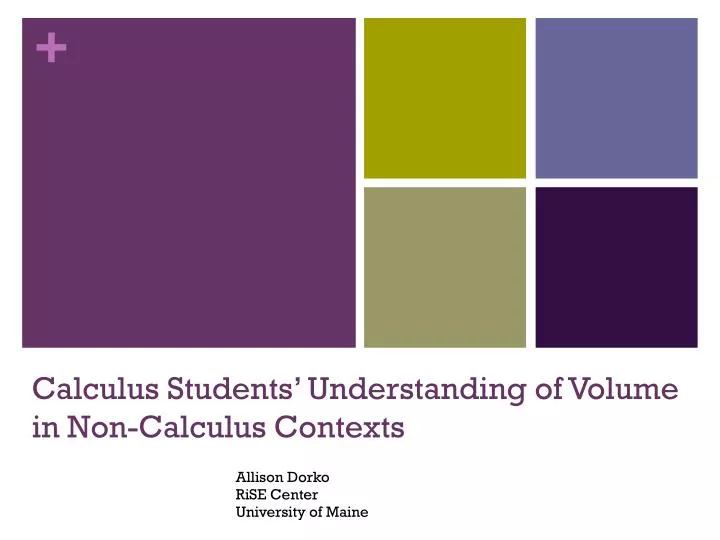 calculus students understanding of volume in non calculus contexts