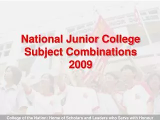 National Junior College Subject Combinations 2009