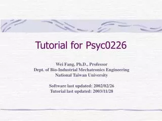 Tutorial for Psyc0226