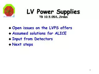 LV Power Supplies TB 10.5.05/L.Jirden