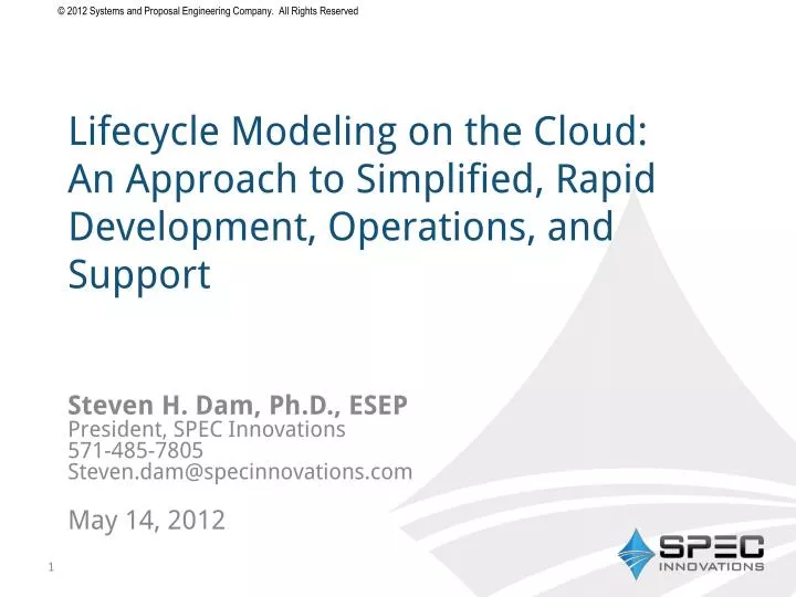 lifecycle modeling on the cloud an approach to simplified rapid development operations and support