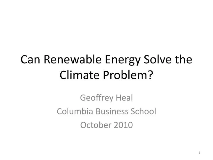 can renewable energy solve the climate problem