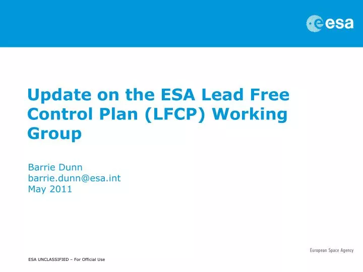 update on the esa lead free control plan lfcp working group