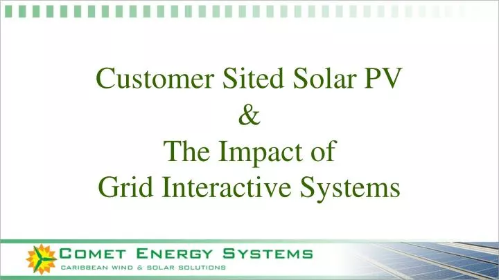 customer sited solar pv the impact of grid interactive systems