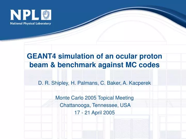 geant4 simulation of an ocular proton beam benchmark against mc codes