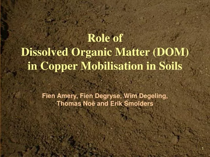 role of dissolved organic matter dom in copper mobilisation in soils
