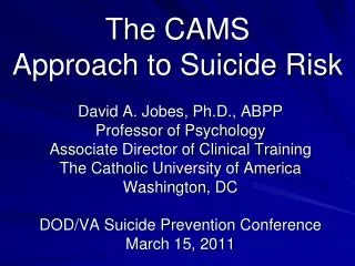 The CAMS Approach to Suicide Risk