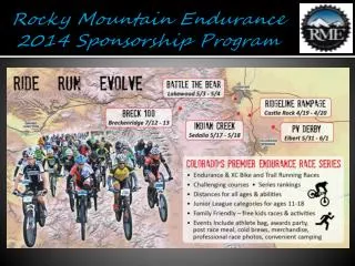 Rocky Mountain Endurance 2014 Sponsorship Program