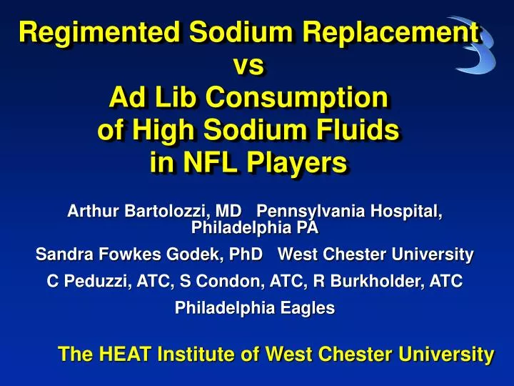 regimented sodium replacement vs ad lib consumption of high sodium fluids in nfl players