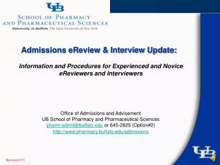 Admissions eReview &amp; Interview Update: