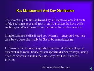Key Management And Key Distribution