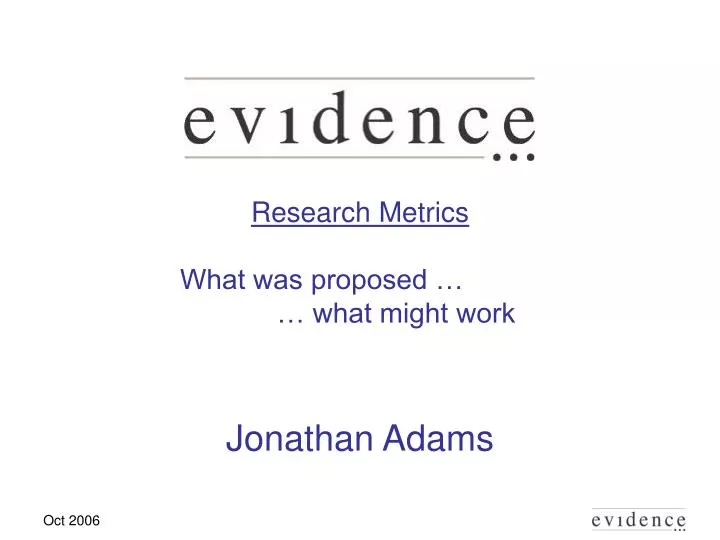 research metrics what was proposed what might work jonathan adams