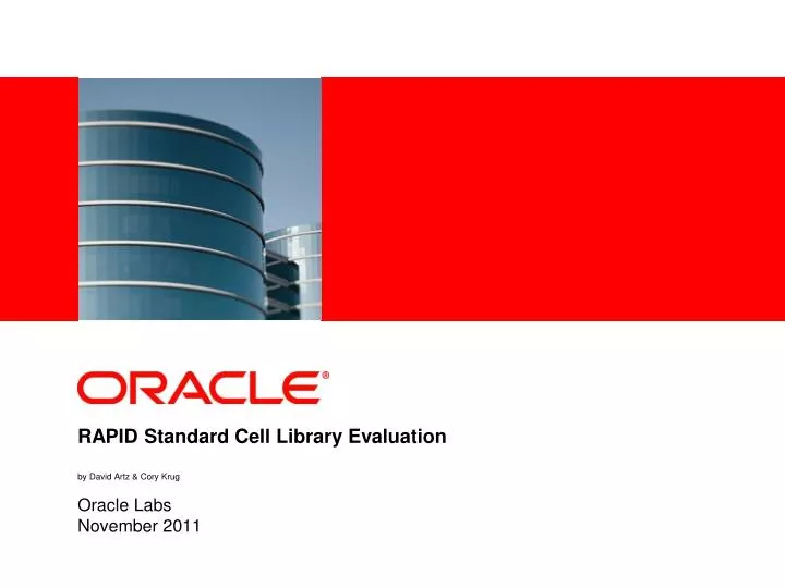 rapid standard cell library evaluation by david artz cory krug