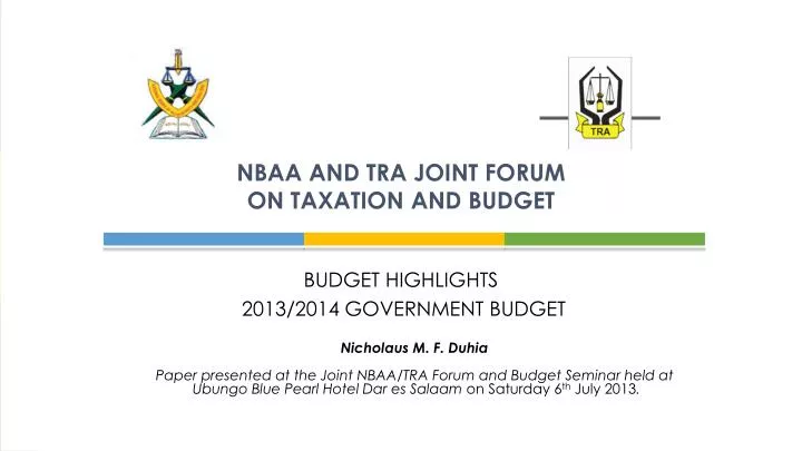 nbaa and tra joint forum on taxation and budget