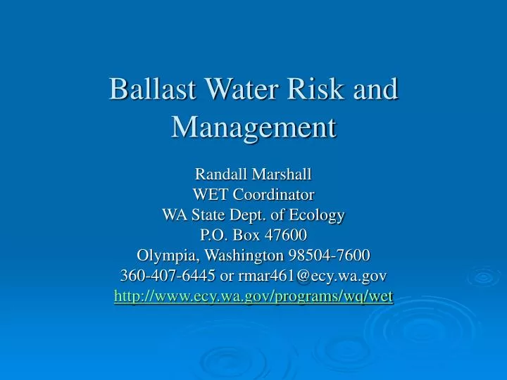 ballast water risk and management