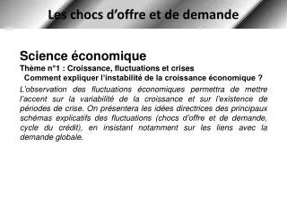 les chocs d offre et de demande