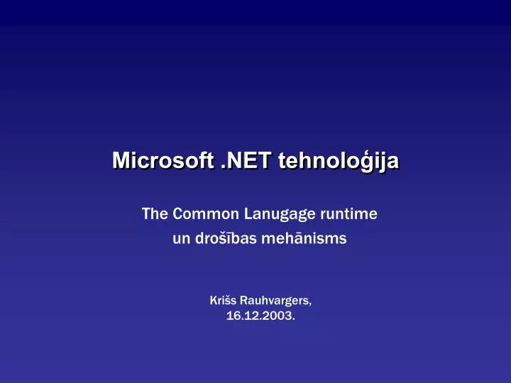 microsoft net tehnolo ija