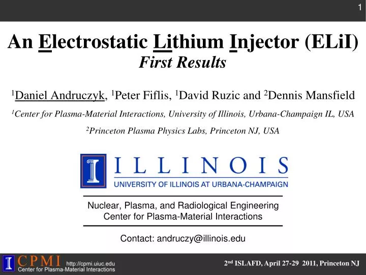 an e lectrostatic li thium i njector elii first results